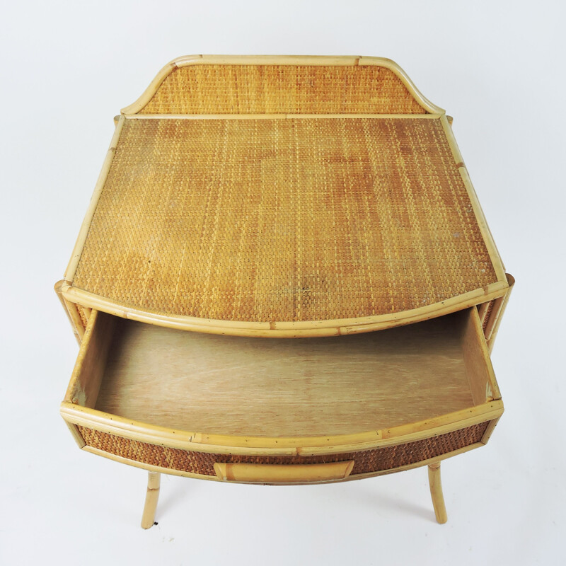 Vintage cane and bamboo Desk, 1970s