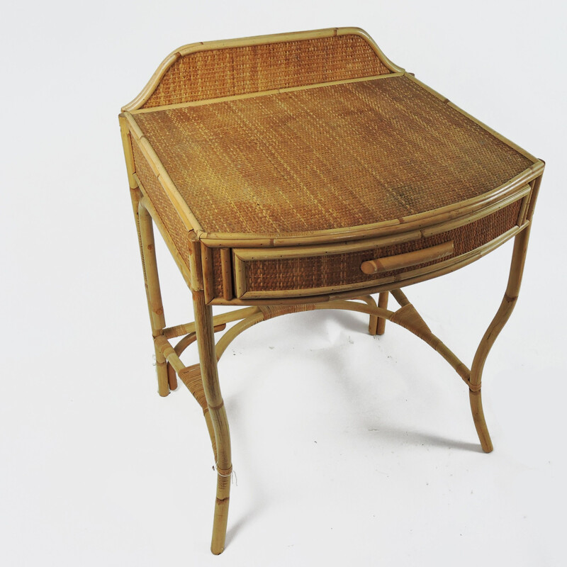 Vintage cane and bamboo Desk, 1970s