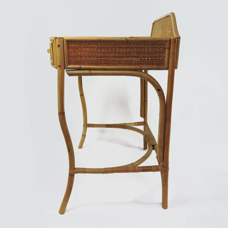 Vintage cane and bamboo Desk, 1970s