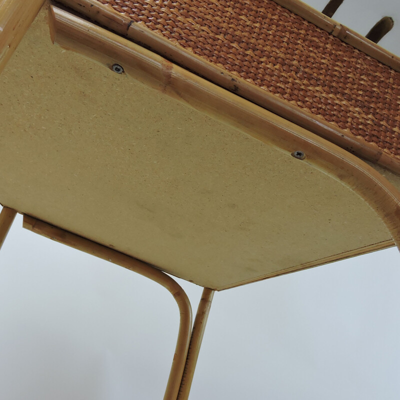 Vintage cane and bamboo Desk, 1970s