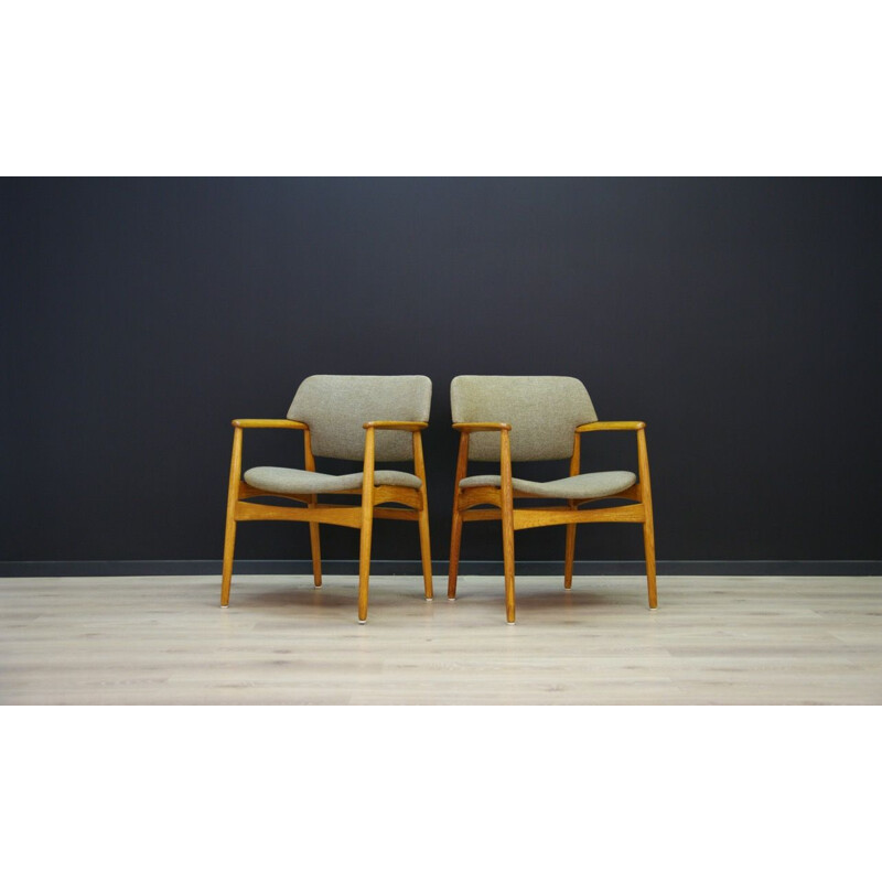 Fauteuil vintage en tissu et bois de chêne de Fritz Hansen, 1960-70