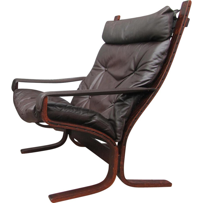 Lounge chairs in brown leather and wood, Ingmar RELLING - 1960s