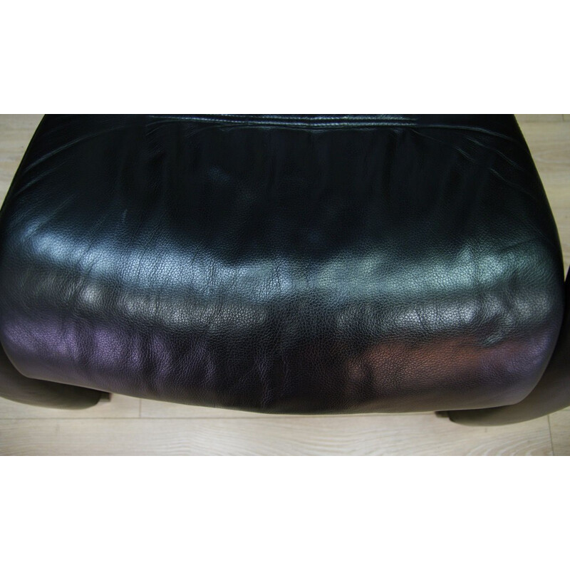 Vintage armchair in black leather, 1970s