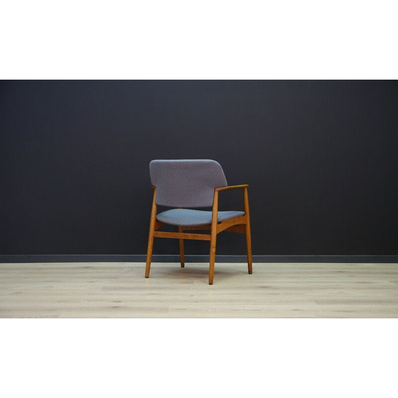 Vintage oak and fabric armchair by Fritz Hansen, 1970s