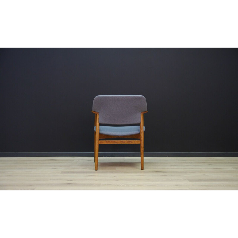 Vintage oak and fabric armchair by Fritz Hansen, 1970s