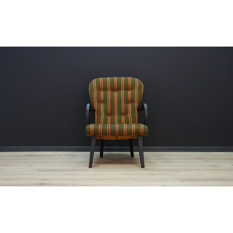 Vintage scandinavian armchair in wood and fabric, 1970s