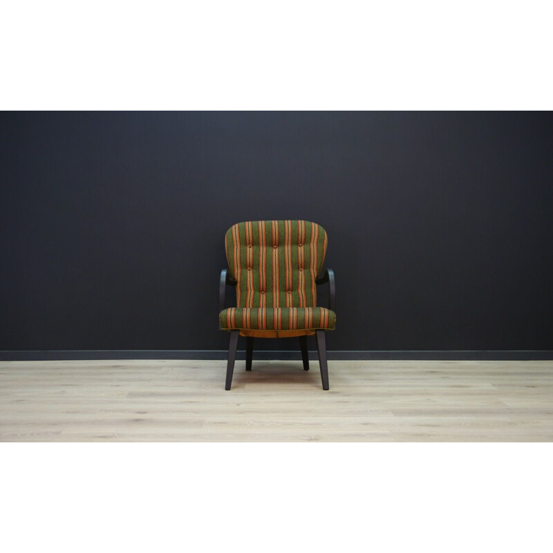 Vintage scandinavian armchair in wood and fabric, 1970s