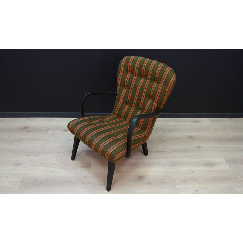 Vintage scandinavian armchair in wood and fabric, 1970s