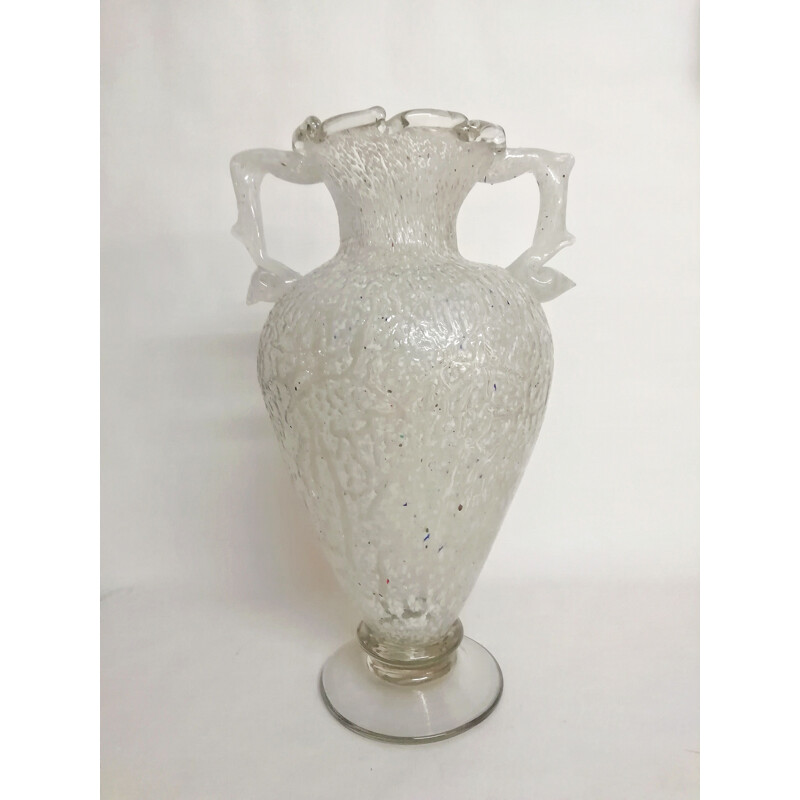 Vintage white Murano glass vase