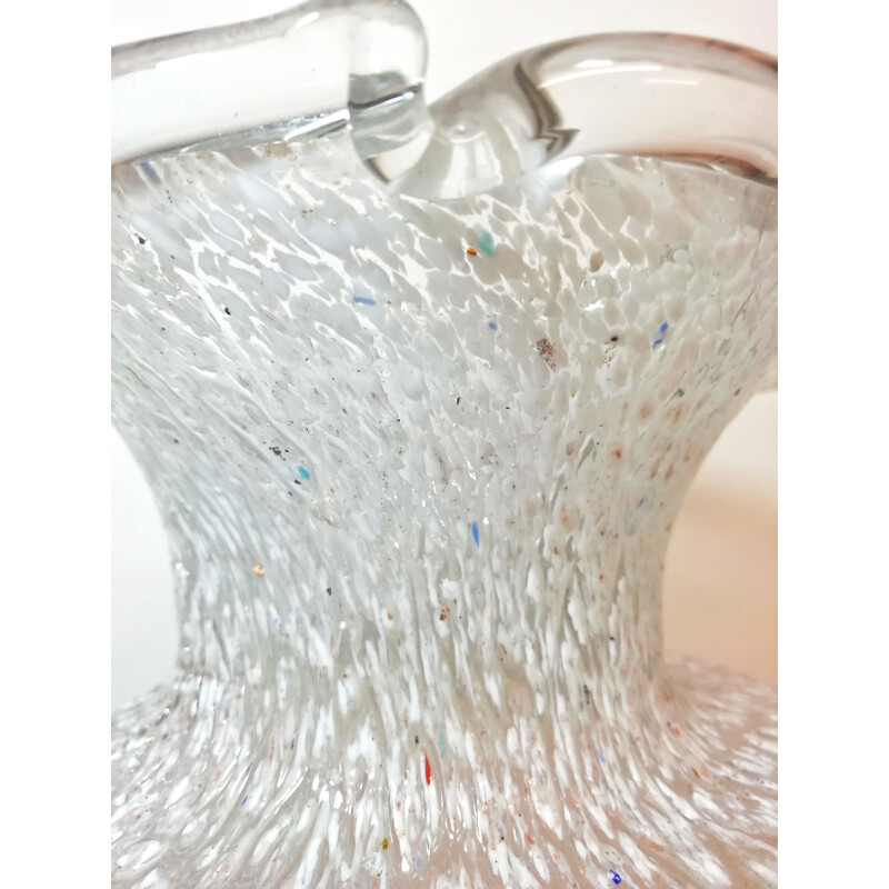Vase vintage en verre de Murano blanc