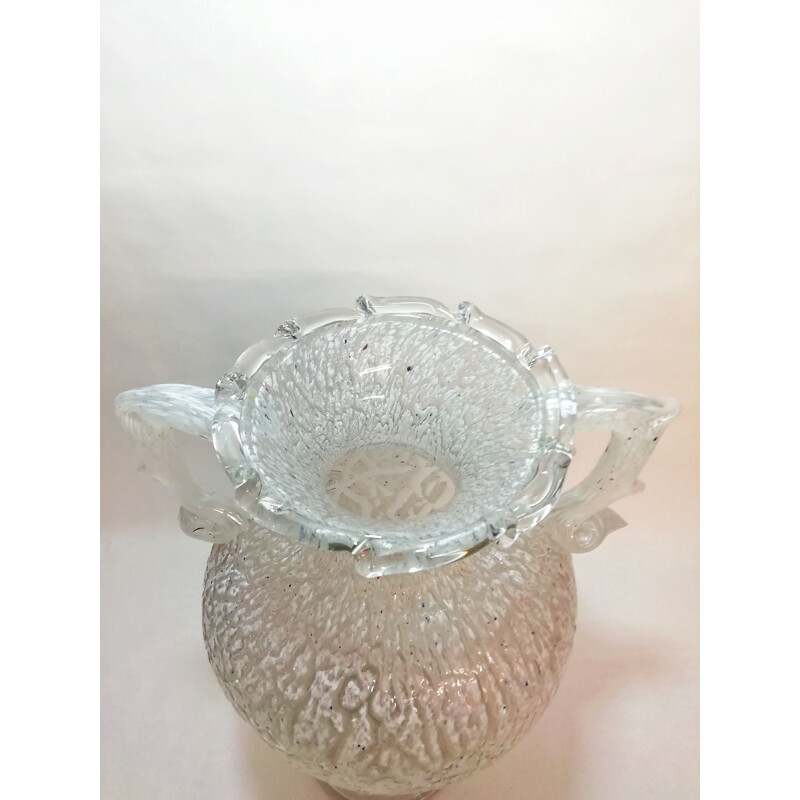 Vintage white Murano glass vase