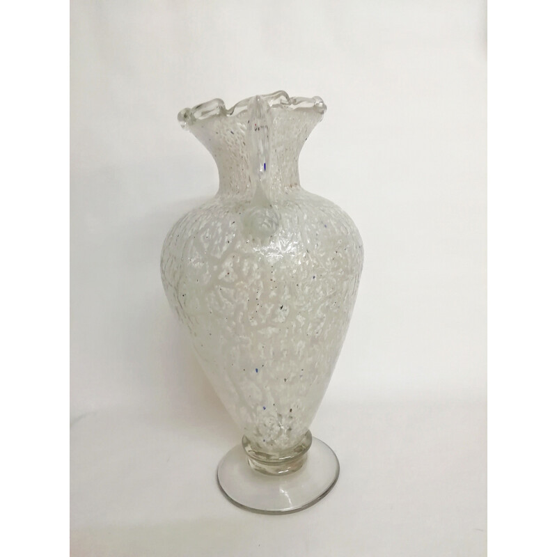 Vintage white Murano glass vase