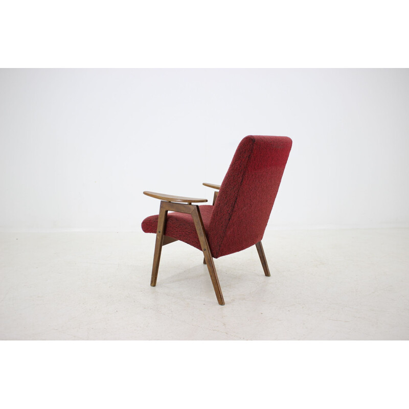 Vintage wood and fabric armchair by Jaroslav Šmídek, 1960s