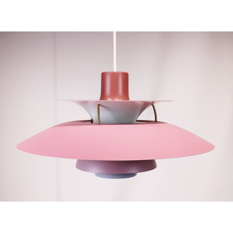 Pink vintage PH5 pendant lamp by Poul Henningsen and Louis Poulsen