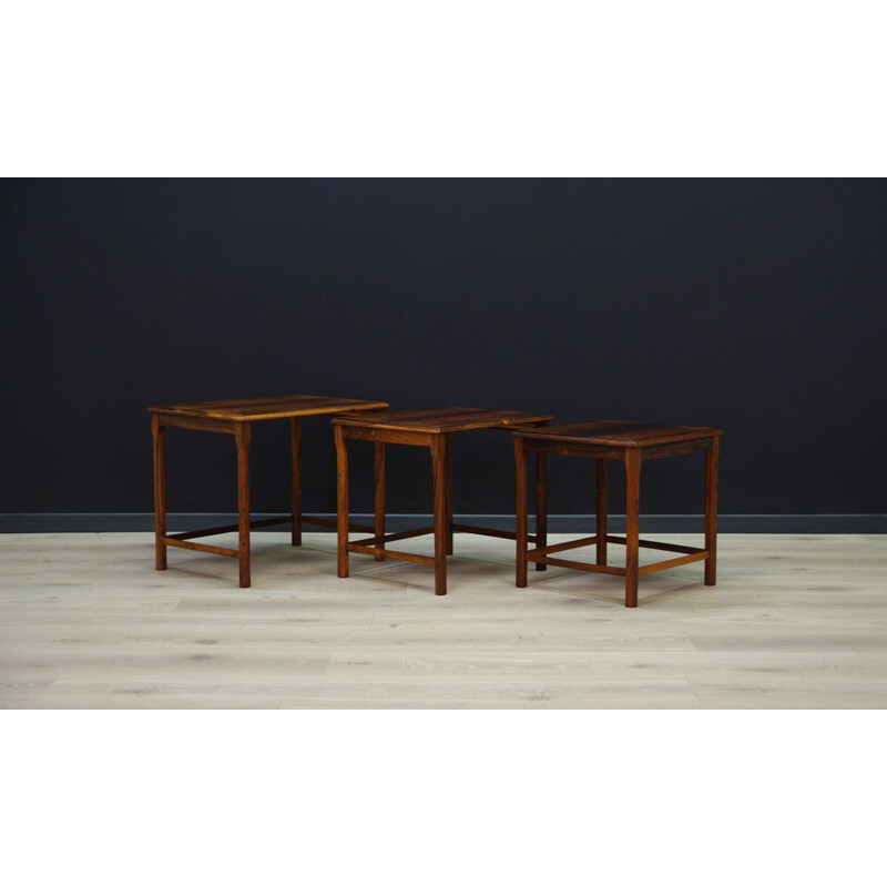 Set of 3 nesting tables in rosewood, 1960-1970