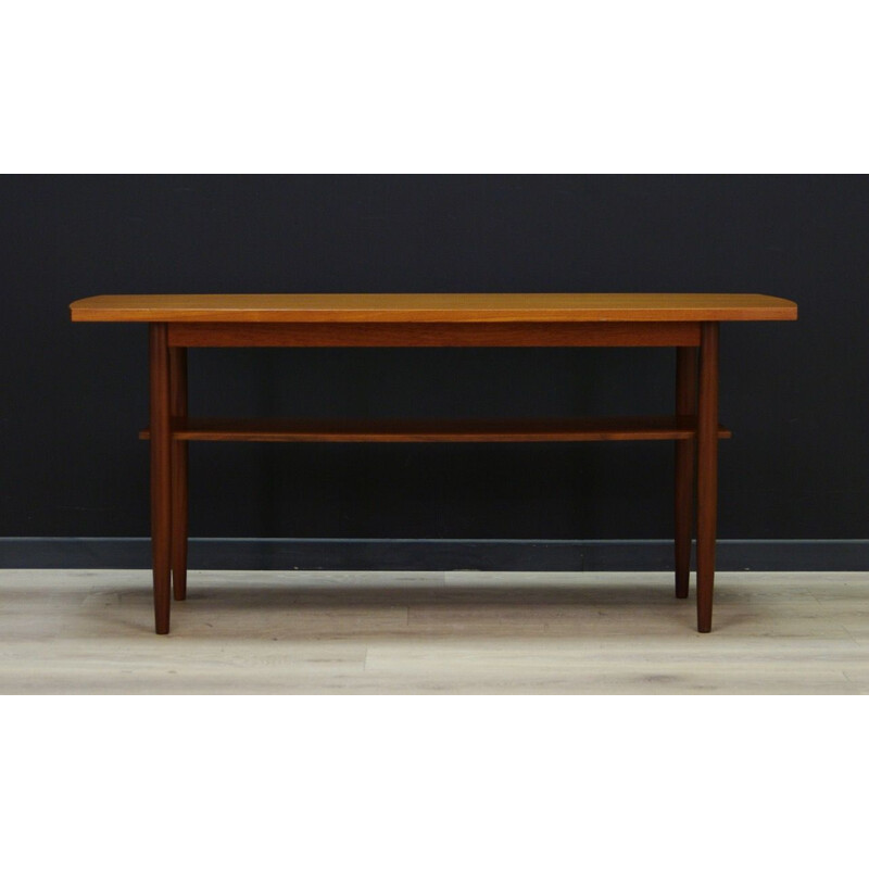 Table basse danoise vintage en placage de teck, 1960-1970