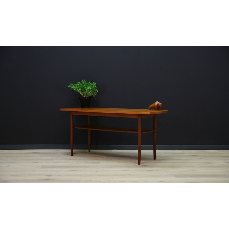 Table basse danoise vintage en placage de teck, 1960-1970