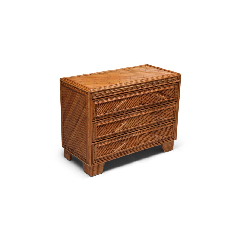 Vintage chest of drawers in rattan and bamboo in the style of Vivai Del Sud, 1970s