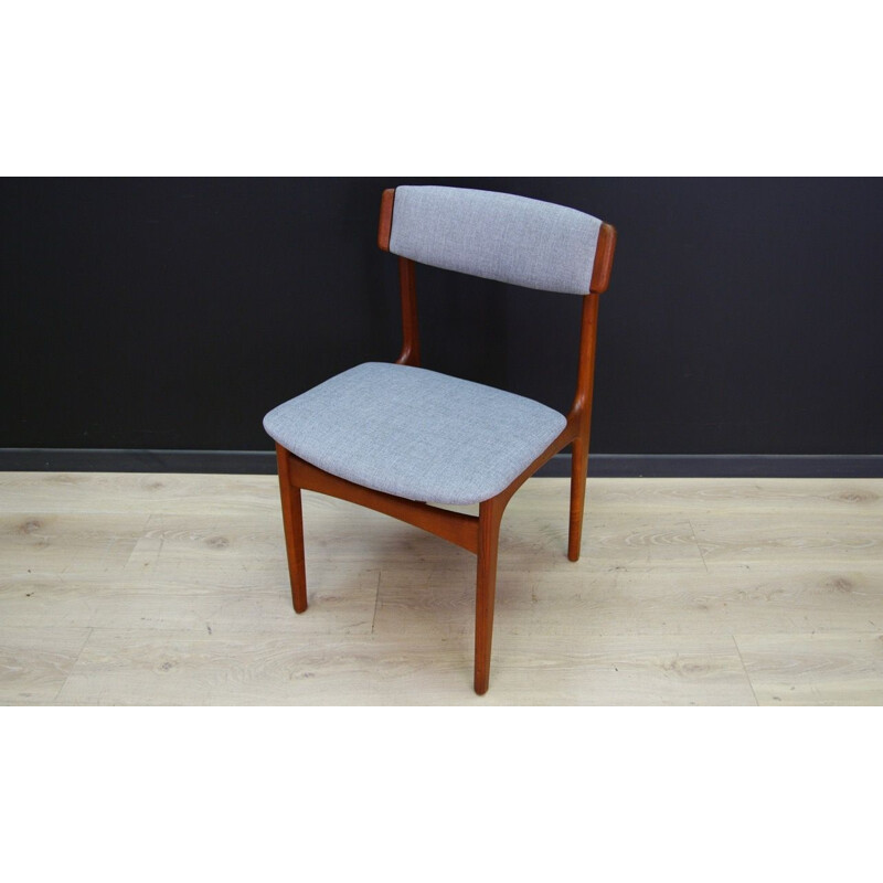 Set of 5 vintage danish chairs for T.S.M in teak and gray fabric