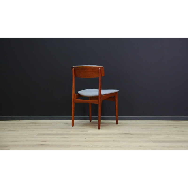 Ensemble de 5 chaises danoises vintage pour T.S.M en teck et tissu gris
