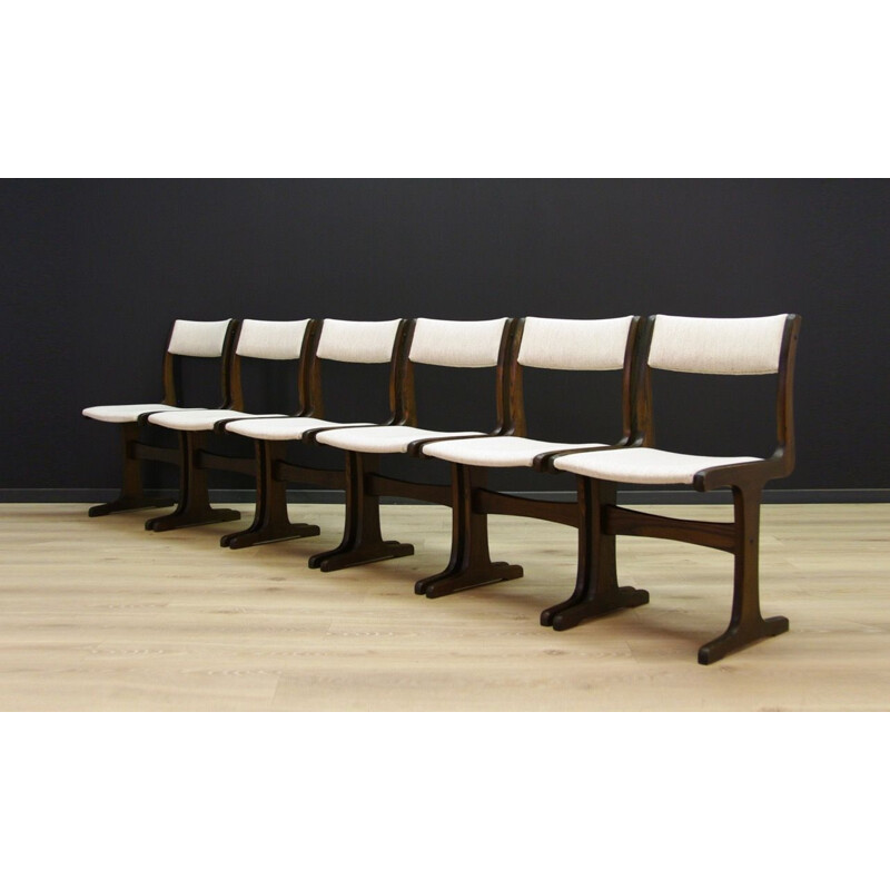 Ensemble de 6 chaises grises vintage, design scandinave, 1960-1970