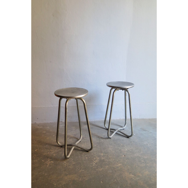 Set of 2 vintage metal high stools