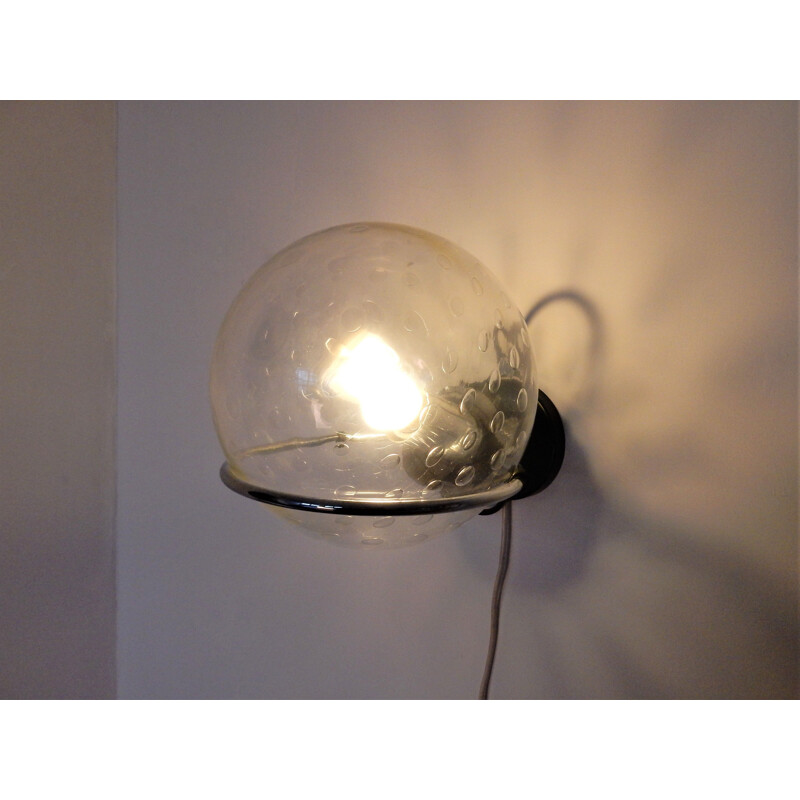 Vintage C-1725 wall lamp with raindrop glass bowl by Raak 1970