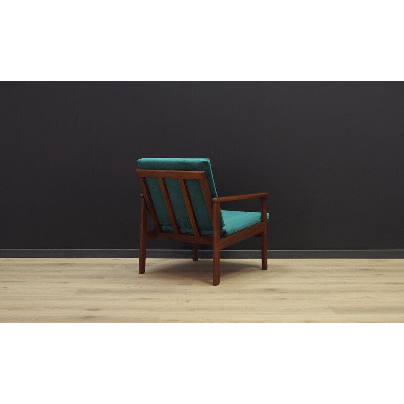 Vintage Danish armchair in teak and green velvet