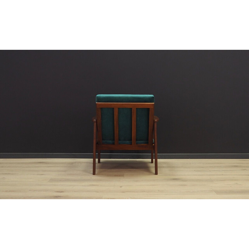 Vintage Danish armchair in teak and green velvet