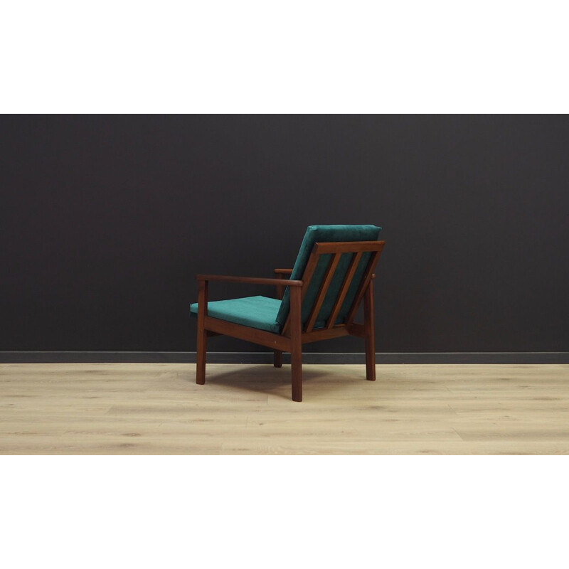 Vintage Danish armchair in teak and green velvet