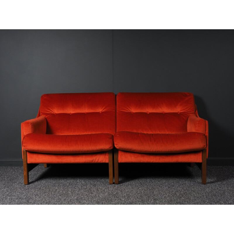 Vintage bright orange modular sofa, 2-3-4 seater