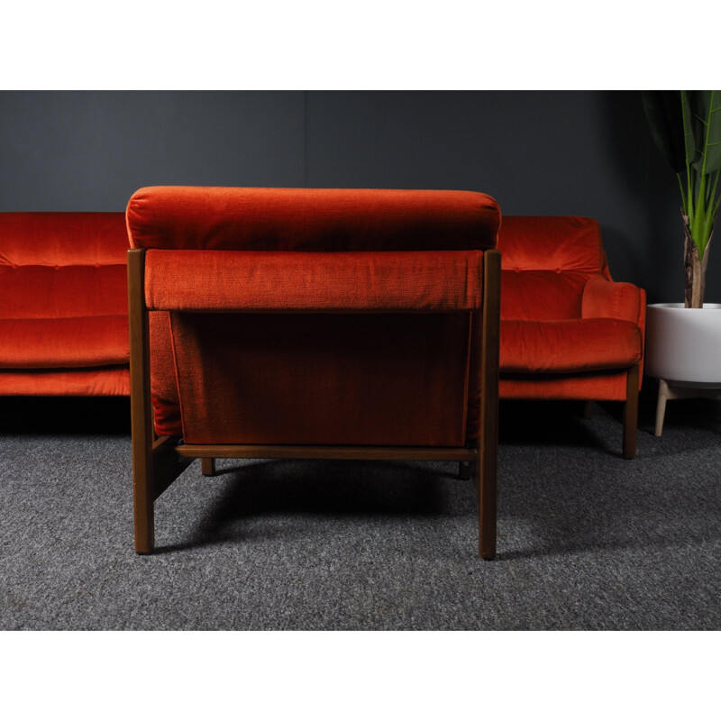 Vintage bright orange modular sofa, 2-3-4 seater