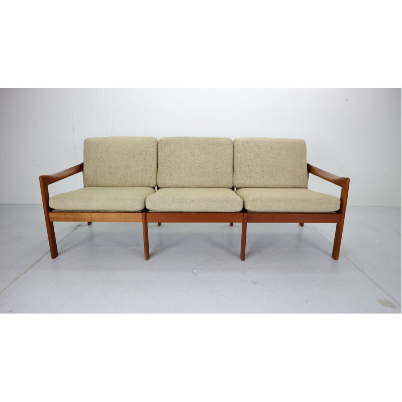 Vintage three-seater teak sofa by Illum Wikkelsø for Niels Eilersen, Denmark, 1960