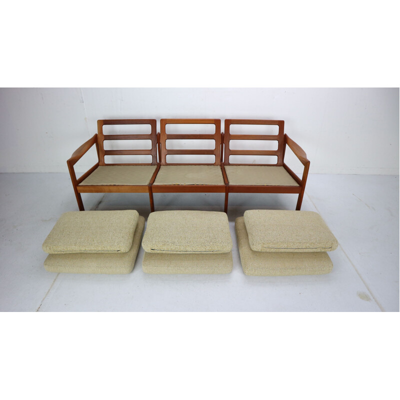 Vintage three-seater teak sofa by Illum Wikkelsø for Niels Eilersen, Denmark, 1960