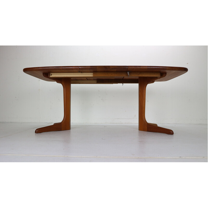 Vintage Solid Teak Oval Extendable Dinning Table by Glostrup Møbelfabrik, 1960