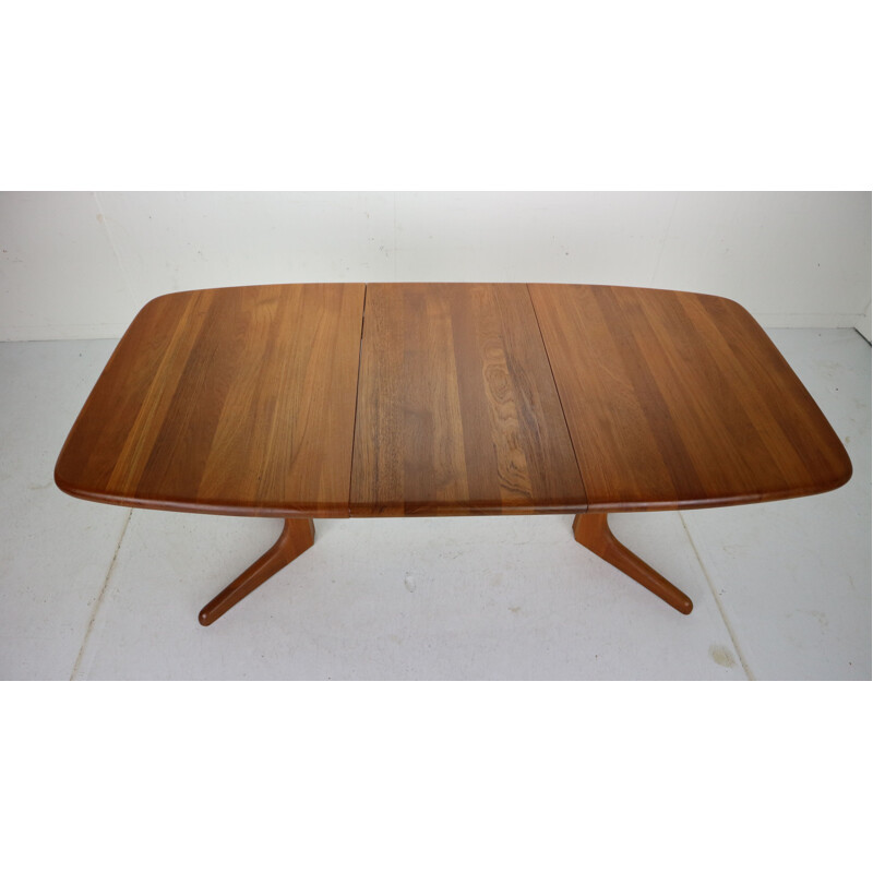Vintage Solid Teak Oval Extendable Dinning Table by Glostrup Møbelfabrik, 1960