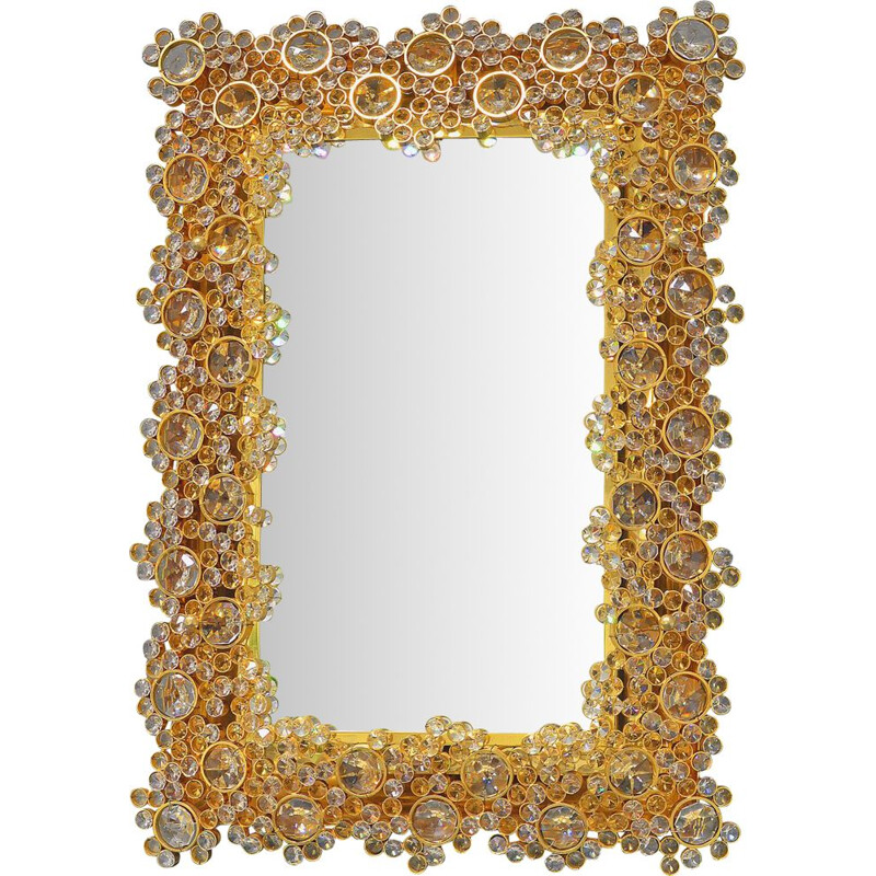 Vintage illuminated Gilt Mirror by Palme for Palwa, 1970s
