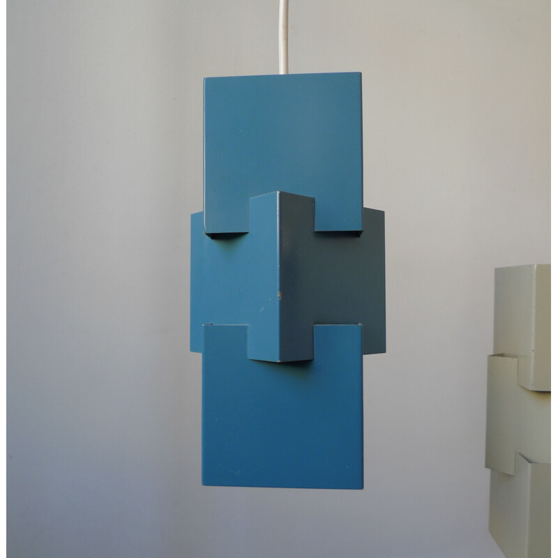 Vintage "KUBUS" triple pendant light designed by Johannes Hammerborg for Fog & Mørup 1961