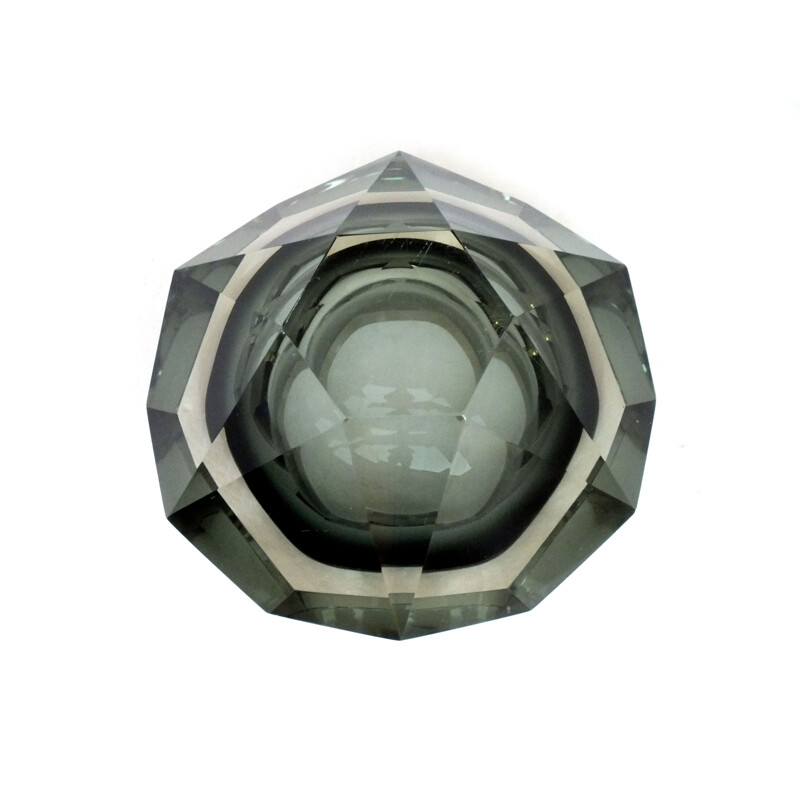 Vaso de vidro diamantado vintage de Flavio Poli para Seguso, Itália 1970