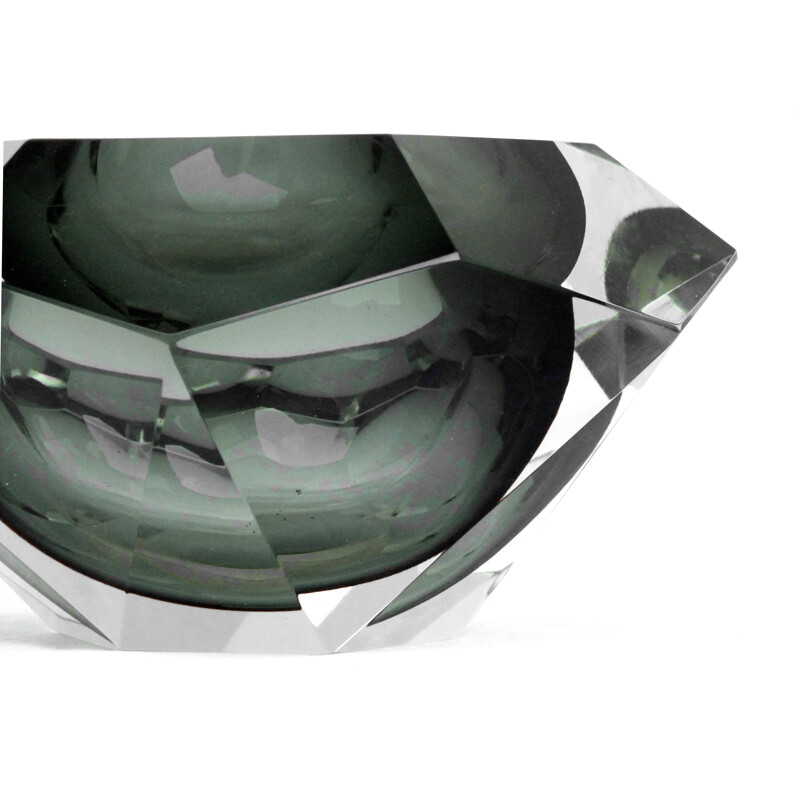 Jarrón vintage de cristal diamantado de Flavio Poli para Seguso, Italia 1970