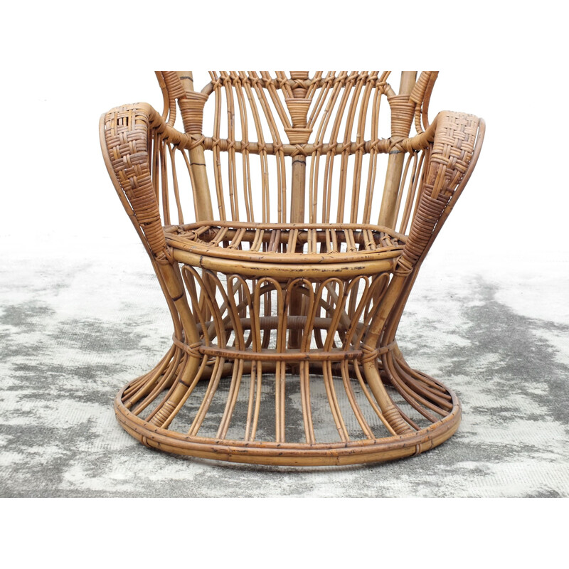 Vintage wicker armchair by Gio Ponti and Lio Carminati for Casa e Giardino, Italy 1950