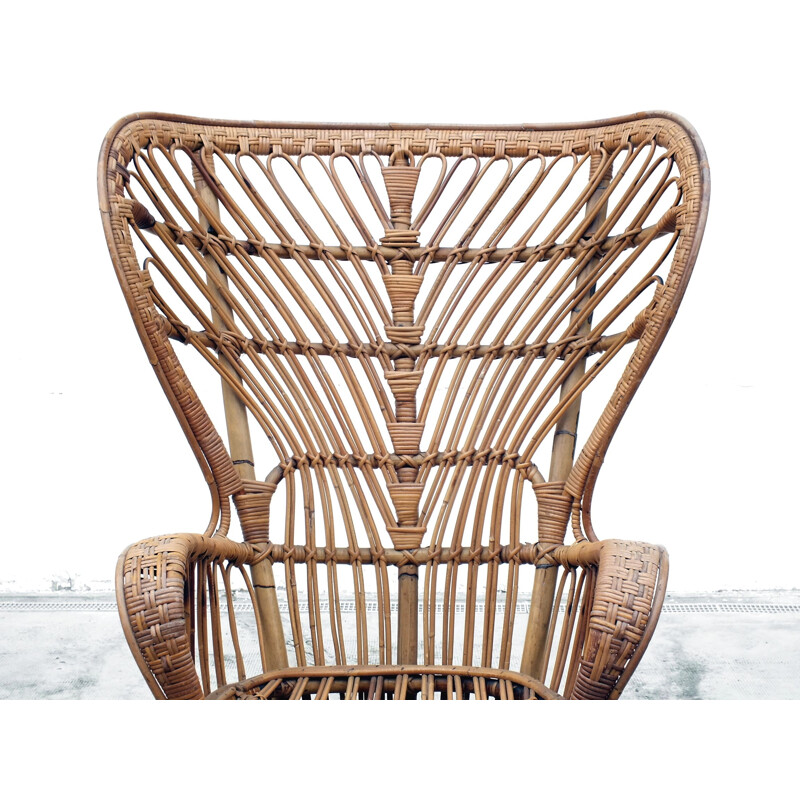 Vintage wicker armchair by Gio Ponti and Lio Carminati for Casa e Giardino, Italy 1950