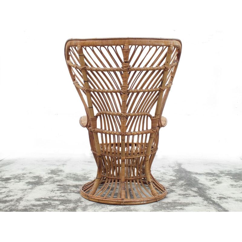 Vintage rieten fauteuil van Gio Ponti en Lio Carminati voor Casa e Giardino, Italië 1950
