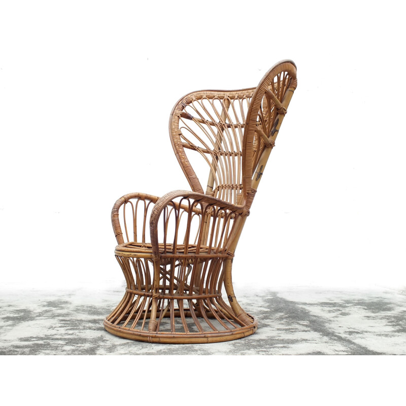 Vintage wicker armchair by Gio Ponti and Lio Carminati for Casa e Giardino, Italy 1950