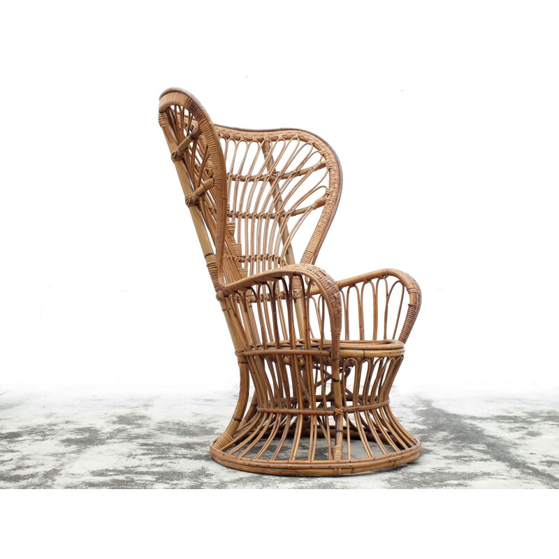 Vintage rieten fauteuil van Gio Ponti en Lio Carminati voor Casa e Giardino, Italië 1950