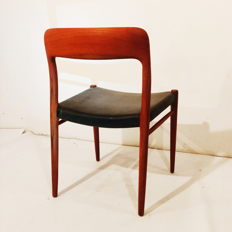 Vintage Model 75 Teak chair by Niels O. Møller for J.L. Møllers