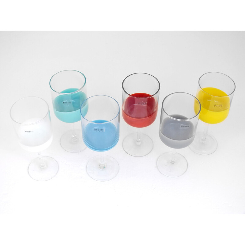 Set de 9 verres de différentes couleurs Italie      