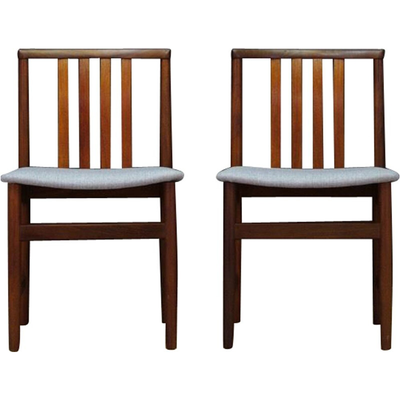 Paire de chaises scandinaves grises vintage en teck