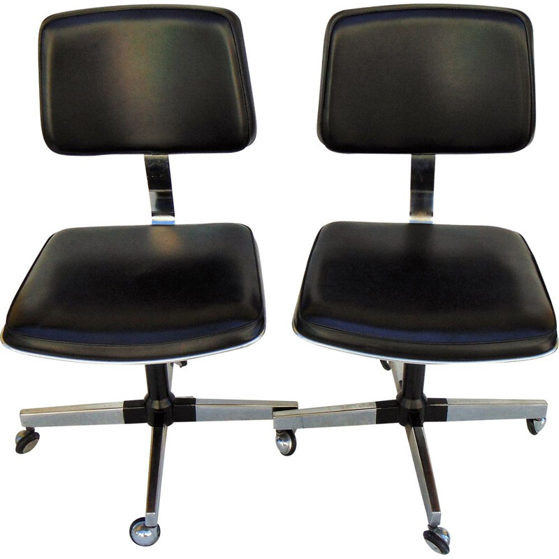 Pair of vintage swivel chairs in leatherette, 1960