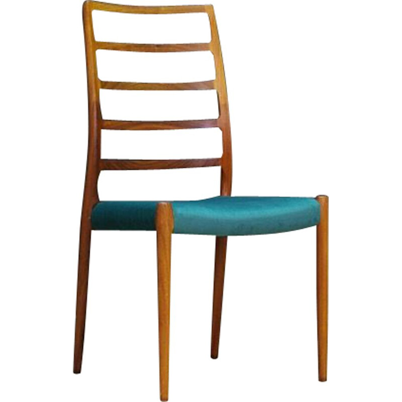 Vintage rosewood and green fabric chair by Niels O.Moller, 1960s